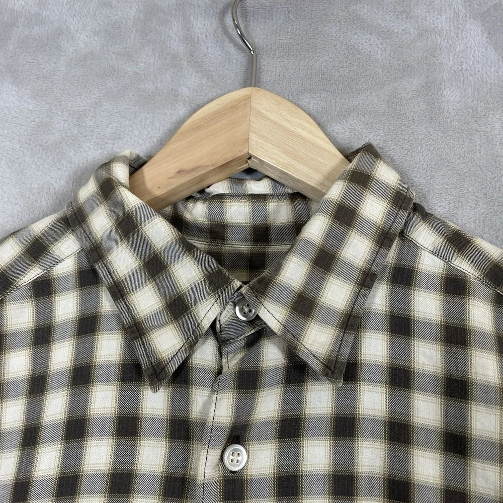 Vintage 90s Banana Republic Shadow Plaid Shirt Mens Large Hong Kong Button Up